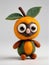 Photo Of A Needle-Felted Cartoon Loquat Character Isolated On A White Background. Generative AI