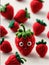Photo Of A Needle-Felted Cartoon Strawberry Character Isolated On A White Background. Generative AI