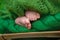 Photo of newborn baby feet, soft focus