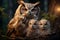 Photo of an Owl and owlets in macro photography