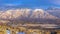 Photo Panorama frame Panoramic view of Mount Timpanogos and residences blanketed with snow in winter