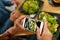 Photo On Phone. Closeup Woman Hands Photographing Food