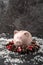 Photo of piggy , Christmas decoration of cones and berries, snow