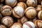 Photo of a pile of baseballs up close