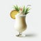 Photo of a Pina Colada cocktail Isolated on white solid background. ai generative