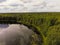 Photo from a quadrocopter of a magic lake in the taiga of Russia