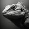 Photo-realistic Black And White Iguana In Vray Tracing Style