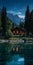 Photo-realistic Cabin At Night: Uhd Image Of Nature-inspired Swiss Style