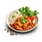 Photo Realistic Chicken Tikka Masala Curry With Rice