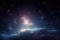 Photo realistic galaxy in the nightsky background created with generative AI technology