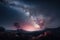 Photo realistic galaxy in the nightsky background created with generative AI technology