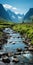 Photo-realistic Landscapes: A Majestic River Flowing Through Tall Scottish Mountains