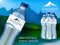 Photo Realistic Mineral water in plastic bottle advertising in editable vector format. 3d illustration