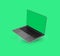 Photo of realistic modern laptop with blank green screen