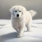 Photo realistic Painting Depicting a White Dog in Snowy Surroundings. Generative AI