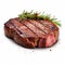 Photo Realistic Steak On White Background With Rosemary Sprigs