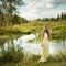 Photo of romantic woman in fairy forest