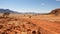 A photo of the rugged Australian Outback, with vast open plains as the background, during a scorching hot afternoon