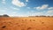 A photo of the rugged Australian Outback, with vast open plains as the background, during a scorching hot afternoon