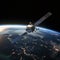 A photo of a satellite orbiting around Earth above Europe AI generated