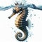 photo of a Seahorse floating under water in the sea splashing on white background. ai generative