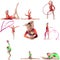 Photo set. Young champion in rhythmic gymnastics