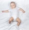 Photo of seven-month-old baby on a white background