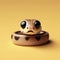 Photo of a Shocked cute snake face on solid color background. ai generative