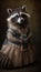 Photo Shoot of a Beautiful, Cute and Adorable Humanoid Raccoon in Stunning Wedding Dress (Generative AI)