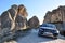 Photo shoot of the new model Audi A4 allroad car with fairy chimneys in Cappadocia, Turkey