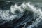 This photo showcases a captivating painting depicting the immense power of a large wave crashing in the ocean, Detailed study of