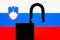 Photo of silhouette of open lock against flag of Slovenia