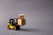 Photo of small electric truck carrying bringing delivering stuff in boxes fast shipment transportation isolated over