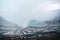 Photo of smoke volcano crater on Java island