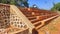 Photo stairs on the edge of a football field - stock photo