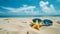 Photo of a starfish and sunglasses on a sandy beach