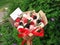 Photo strawberry blackberry berry sweet chocolate bouquet romantic gift