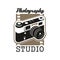 Photo studio icon with isolated retro camera