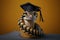 Photo studio portrait a wise and cute cobra in a graduation cap, created with Generative AI technology