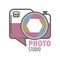 Photo studio retro photo camera isolated icon mobile app