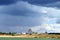 Photo of a summer landscape of a monastery