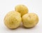 Photo of three potatoes isolated on white background
