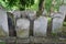 Photo of tombstones in the historic Jewish cemetery at Brady Street, Whitechapel, East London UK.