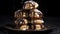 A Photo of a Tower of Cream Puffs with a Drizzle of Chocolate