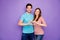 Photo of two charming people couple making hands fingers heart figure celebrating lovers day wear casual outfit t-shirts