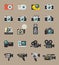 Photo and video camera flat vector icons