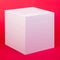 Photo white cube on red background