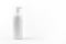 Photo of white plastic cosmetic bottle for foam over white background. Health and body care concept.