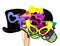 Photobooth Birthday and Party Set glasses, hats, crowns, masks, lips, mustaches