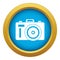 Photocamera icon blue vector isolated